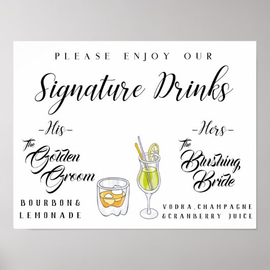 Personalisiert Signature Drink-Zeichen Poster (Vorne)