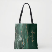 Personalisiert Signature Emerald Green Gold Agate Tasche (Vorderseite)