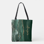 Personalisiert Signature Emerald Green Gold Agate Tasche (Rückseite)