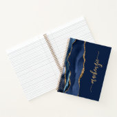 Personalisiert Signature Navy Blue Gold Agate Notizblock (Innenseite)