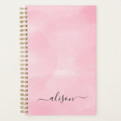 Personalisiert Signature Pink Wasserfarbenplaner Planer (Vorderseite)