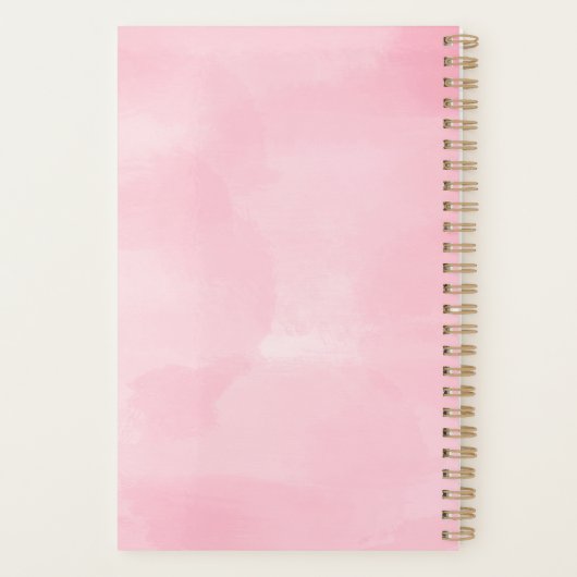 Personalisiert Signature Pink Wasserfarbenplaner Planer (Rückseite)