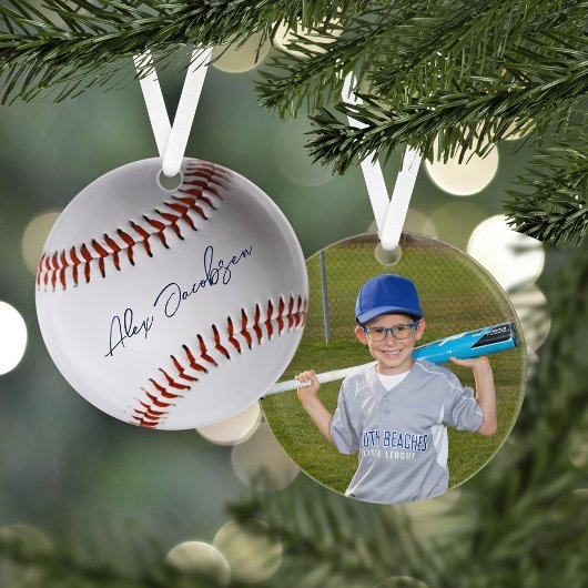 Personalisiert signiertes Baseball-Foto Ornament