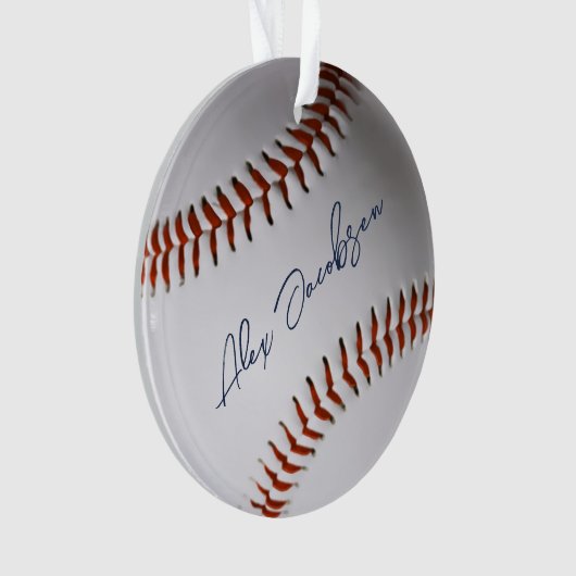 Personalisiert signiertes Baseball-Foto Ornament (Vorderseite)