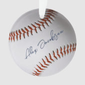 Personalisiert signiertes Baseball-Foto Ornament (Vorderseite)