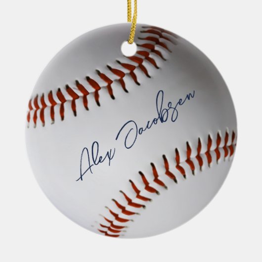 Personalisiert signiertes Baseball Keramik Ornament (Vorne)