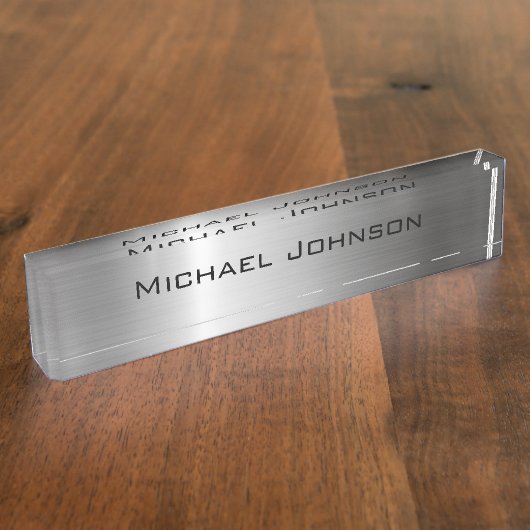 Personalisiert-Silber-Metallic Namensplakette (Seite)