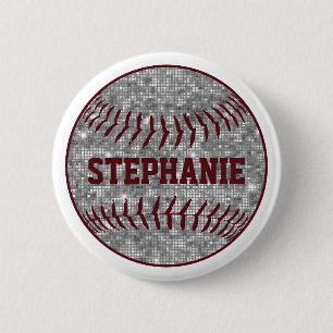 Personalisiert Silver Disco Mirror Baseball Button