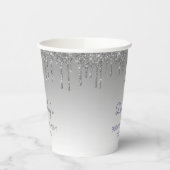 Personalisiert Silver Glitzer 90. Geburtstagsparty Pappbecher (Links)