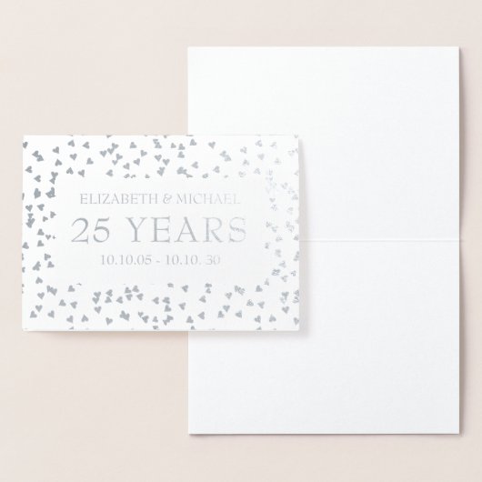 Personalisiert Silver Hearts 25. Jahrestag Folienkarte (Anzeige)