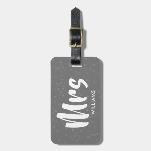 Personalisiert Silver Stardust Confetti Frau Gepäckanhänger (Vorderseite vertikal)