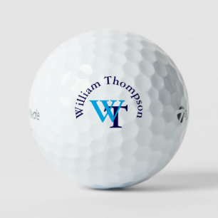 Personalisiert Simple Blue Mit Monogramm Golfball