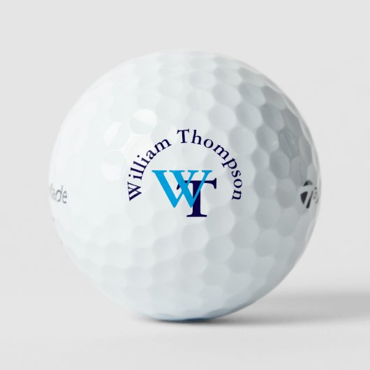 Personalisiert Simple Blue Mit Monogramm Golfball (Vorderseite)