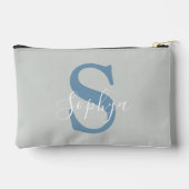 Personalisiert Simple Blue Monogram Zubehörtasche (Rückseite)