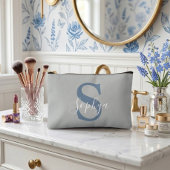 Personalisiert Simple Blue Monogram Zubehörtasche