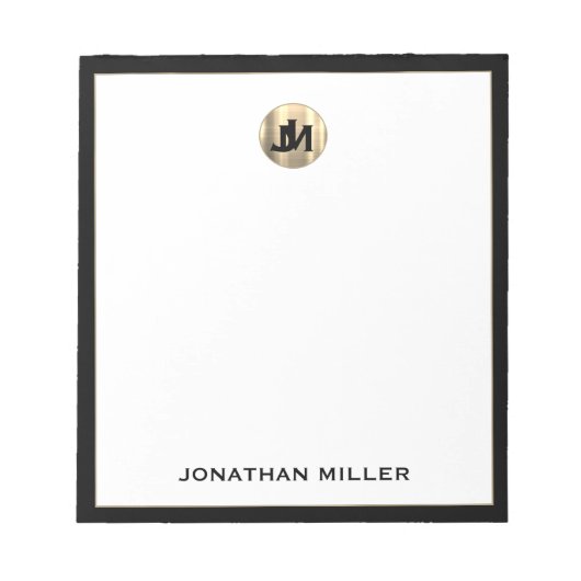 Personalisiert Simple Luxury Monogram Notepad Notizblock (Vorderseite)