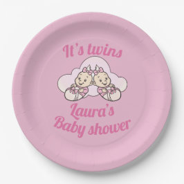 Personalisiert sind es Zwillingsbaby Dusche Party  Pappteller