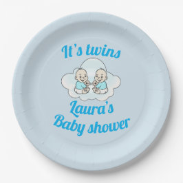 Personalisiert sind es Zwillingsbaby Dusche Party  Pappteller