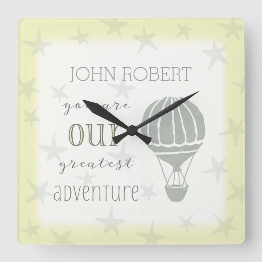 Personalisiert sind Sie unser Bestes Abenteuer Quadratische Wanduhr (Vorderseite)