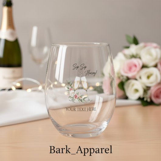 Personalisiert Sip Sip Hooray Stemless Weinglas Ohne Stiel
