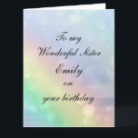 Personalisiert Sister Birthday Karte<br><div class="desc">Schöne Personalisierte Happy Birthday Schwester Grußkarte.</div>