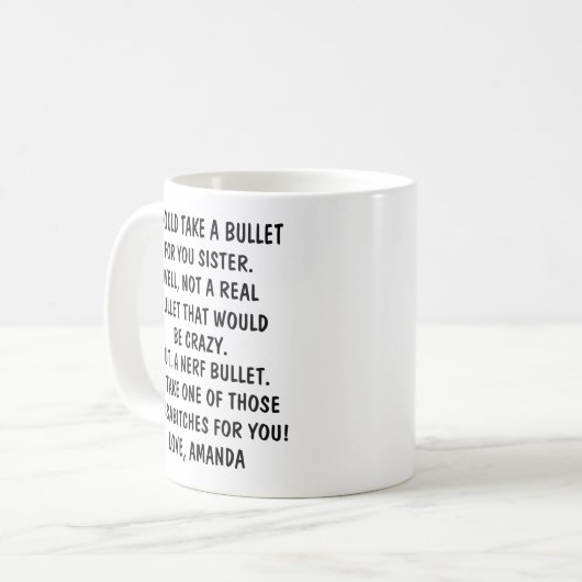 Personalisiert Sister Gips Funny Sister Gift Siste Kaffeetasse (Vorderseite Links)