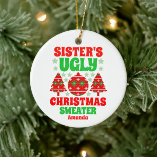 Personalisiert Sisters Foto Ugly Weihnachtskraut Keramik Ornament