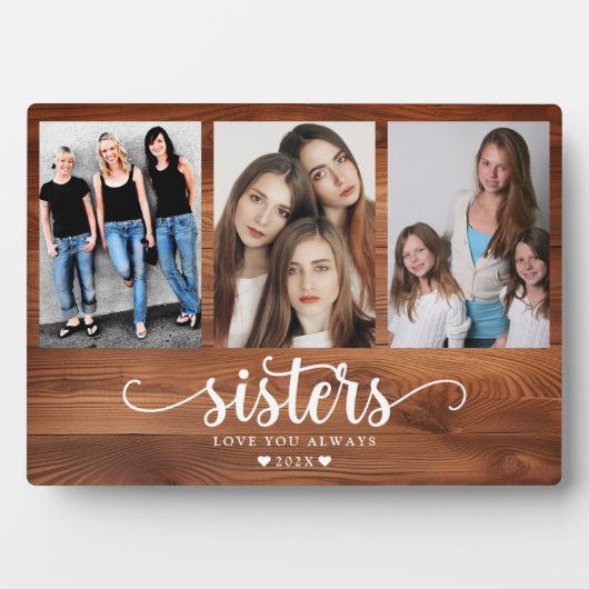 Personalisiert Sisters FotoCollage Fotoplatte (Vorderseite)