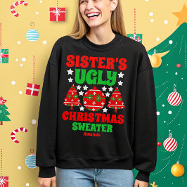 Personalisiert Sisters hässlicher Weihnachtssüßer Sweatshirt