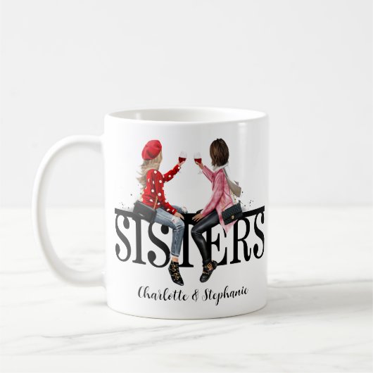 Personalisiert Sisters Wasserfarbe Kaffeetasse (Links)
