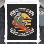 Personalisiert Skateboard Nose Grab Skeleton Skate Fleecedecke