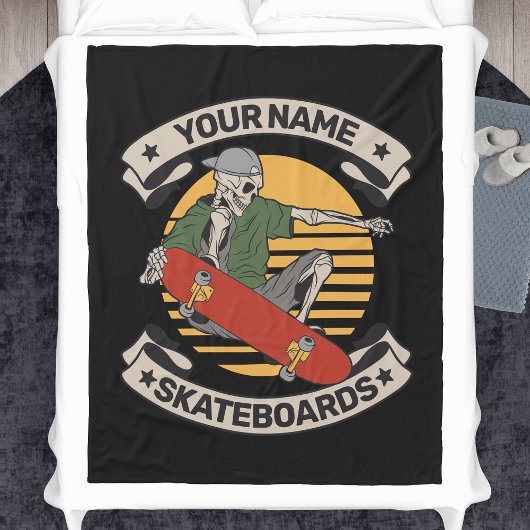 Personalisiert Skateboard Nose Grab Skeleton Skate Fleecedecke