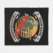 Personalisiert Skateboard Nose Grab Skeleton Skate Fleecedecke (Vorderseite (Horizontal))