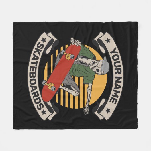 Personalisiert Skateboard Nose Grab Skeleton Skate Fleecedecke (Vorderseite (Horizontal))