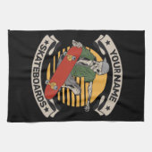 Personalisiert Skateboard Nose Grab Skeleton Skate Geschirrtuch (Horizontal)