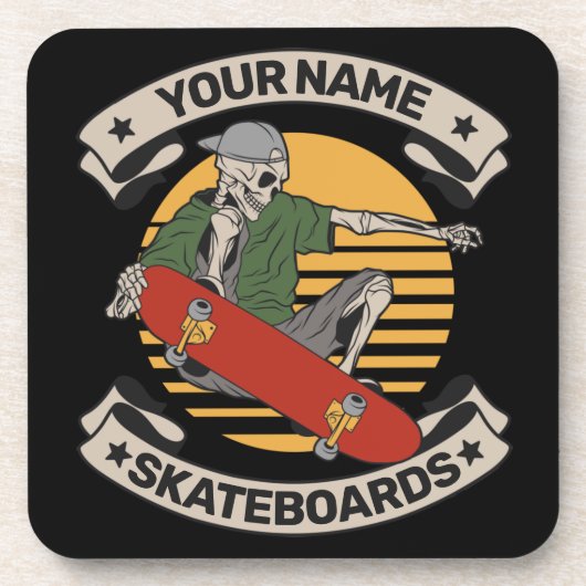 Personalisiert Skateboard Nose Grab Skeleton Skate Getränkeuntersetzer (Vorderseite)