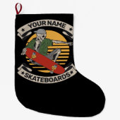 Personalisiert Skateboard Nose Grab Skeleton Skate Großer Weihnachtsstrumpf (Vorderseite)