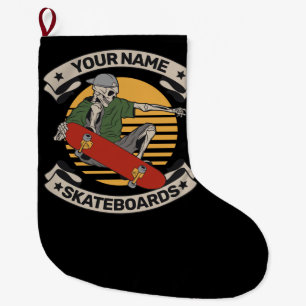Personalisiert Skateboard Nose Grab Skeleton Skate Großer Weihnachtsstrumpf