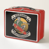 Personalisiert Skateboard Nose Grab Skeleton Skate Metall Brotdose (Vorderseite)