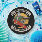 Personalisiert Skateboard Nose Grab Skeleton Skate Pappteller (Party)
