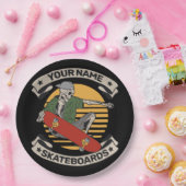 Personalisiert Skateboard Nose Grab Skeleton Skate Pappteller (Party)