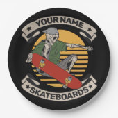 Personalisiert Skateboard Nose Grab Skeleton Skate Pappteller (Vorderseite)