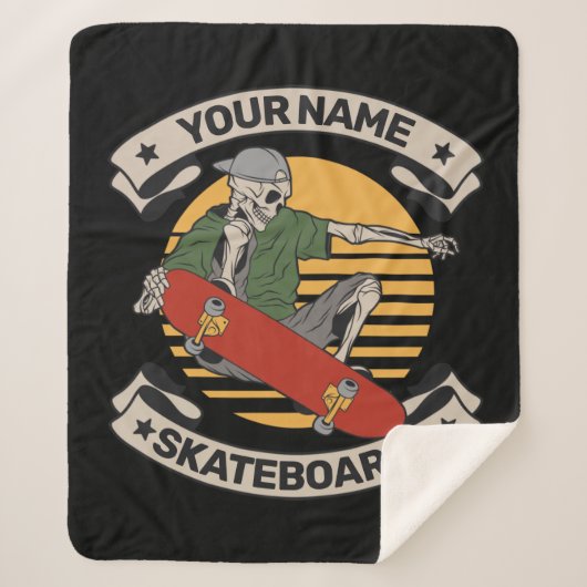 Personalisiert Skateboard Nose Grab Skeleton Skate Sherpadecke (Vorderseite)
