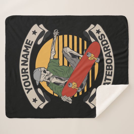 Personalisiert Skateboard Nose Grab Skeleton Skate Sherpadecke (Vorderseite (Horizontal))