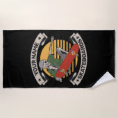 Personalisiert Skateboard Nose Grab Skeleton Skate Strandtuch (Vorderseite)