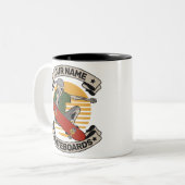 Personalisiert Skateboard Nose Grab Skeleton Skate Zweifarbige Tasse (Vorderseite Links)