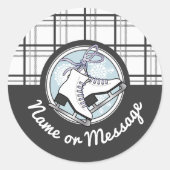 Personalisiert-Skaten mit moderner Tartan-Abbildun Runder Aufkleber (Vorderseite)