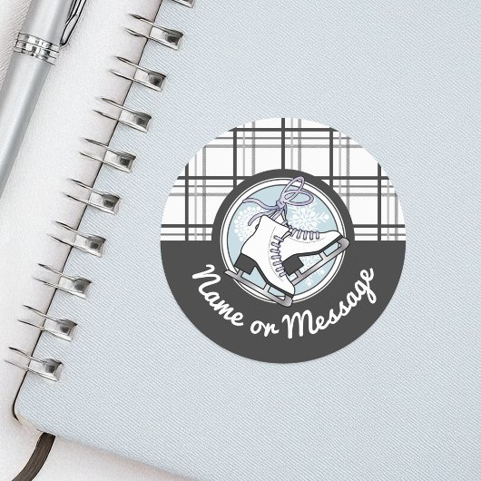 Personalisiert-Skaten mit moderner Tartan-Abbildun Runder Aufkleber