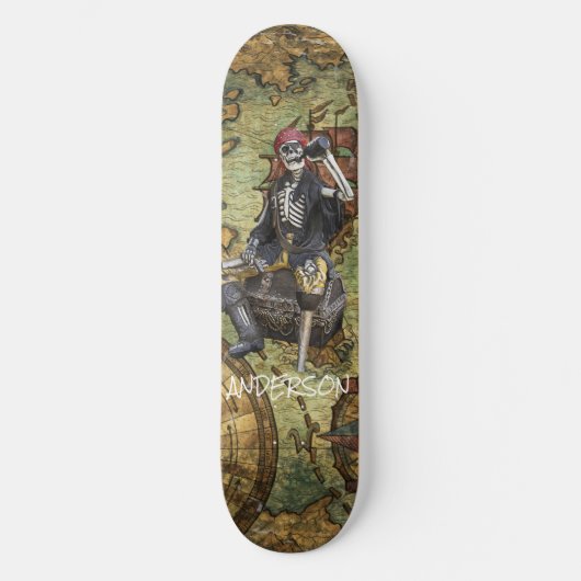 Personalisiert SKELETON PIRATE HERO Skateboard (Vorderseite)