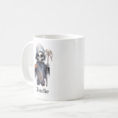 Personalisiert Skeletton Halloween Sensenmann Kaffeetasse (Vorderseite Links)
